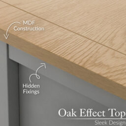 Christow Tv Stand With Storage Oak-Effect Top 2 Drawers Shelf Grey H45 X W118 X D40Cm - thumbnail 5