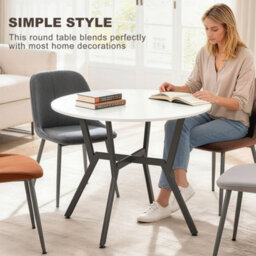 Wyld Haus Viel 90Cm High Gloss White Round Dining Table With Black Metal Legs - Seats 2 - thumbnail 4