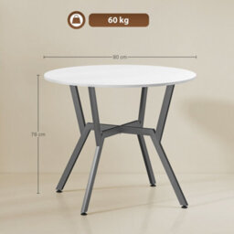 Wyld Haus Viel 90Cm High Gloss White Round Dining Table With Black Metal Legs - Seats 2 - thumbnail 3