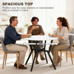 Wyld Haus Viel 90Cm High Gloss White Round Dining Table With Black Metal Legs - Seats 2 - thumbnail 6