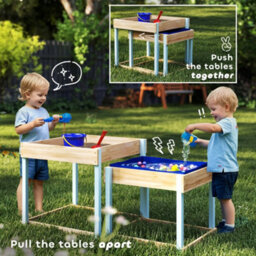 Aiyaplay 2 Pcs Wooden Sandpits, Sand And Water Play Tables With Bottom Liner - thumbnail 4