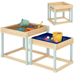 Aiyaplay 2 Pcs Wooden Sandpits, Sand And Water Play Tables With Bottom Liner - thumbnail 2