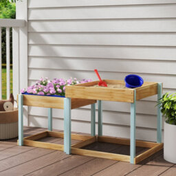 Aiyaplay 2 Pcs Wooden Sandpits, Sand And Water Play Tables With Bottom Liner - thumbnail 8