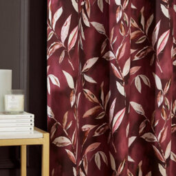 "Sundour Madrid Blackout Ready Made Leaves Eyelet Curtains Wine 46X54""" - thumbnail 5
