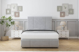 "Comfort Arya Silver Plush Divan Bed Set 2 Drawers Foot-End - 26"" Strutted & 12"" Footboard 5' King" - thumbnail 1