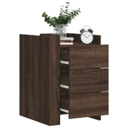 Berkfield Bedside Cabinet Brown Oak 45X50X65 Cm Engineered Wood - thumbnail 1