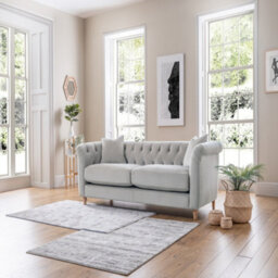 Sofas Express Carlton Chalk Grey Velvet  3 Seater Sofa - thumbnail 2
