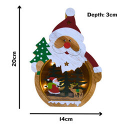 Snowtime Wooden Christmas Decoration Warm White Led Light Up Festive Santa Scene 20Cm - thumbnail 8