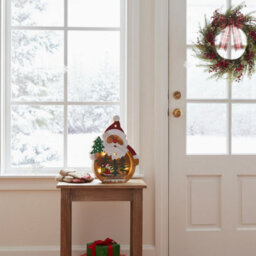 Snowtime Wooden Christmas Decoration Warm White Led Light Up Festive Santa Scene 20Cm - thumbnail 4