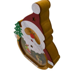 Snowtime Wooden Christmas Decoration Warm White Led Light Up Festive Santa Scene 20Cm - thumbnail 5