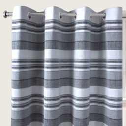 "Homescapes Cotton Morocco Striped Monochrome Curtain Pair, 66 X 90"" Drop" - thumbnail 5