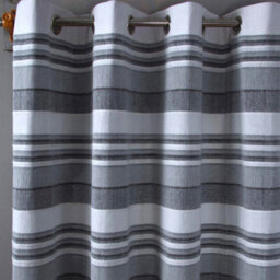 "Homescapes Cotton Morocco Striped Monochrome Curtain Pair, 66 X 90"" Drop" - thumbnail 3