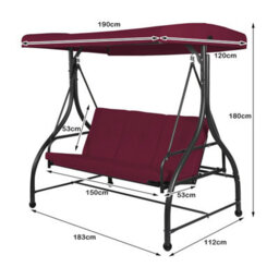 Costway Garden Patio Swing Chair 3 Seater Hammock Bench Convertible Canopy Cushion Seats - thumbnail 3