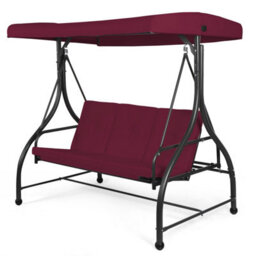 Costway Garden Patio Swing Chair 3 Seater Hammock Bench Convertible Canopy Cushion Seats - thumbnail 7