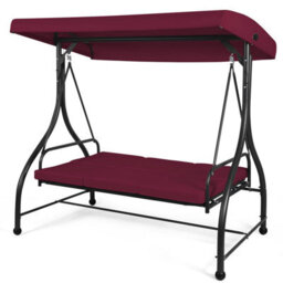 Costway Garden Patio Swing Chair 3 Seater Hammock Bench Convertible Canopy Cushion Seats - thumbnail 2