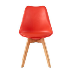 MCC Direct Set Of 4 Dining Chairs With Solid Wooden Legs And Seat Cushion Pads In Red - Eva By Mcc - thumbnail 3