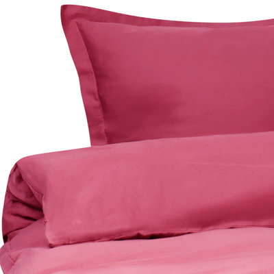 Beliani Duvet Cover Set Parkrose 150 X 200 Cm Sateen Cotton Burgundy - image 1