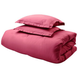 Beliani Duvet Cover Set Parkrose 150 X 200 Cm Sateen Cotton Burgundy - thumbnail 5