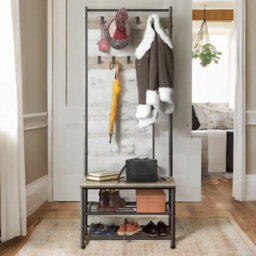 Pirlo Plush Hall Tree Coat Stand With Shoe Storage & 9 Hooks - thumbnail 6