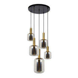 Lucide Joanet 5 Light Glass Cluster Ceiling Pendant Gold - thumbnail 3