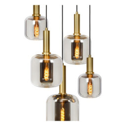 Lucide Joanet 5 Light Glass Cluster Ceiling Pendant Gold - thumbnail 7