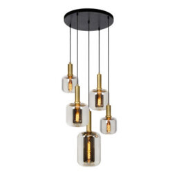Lucide Joanet 5 Light Glass Cluster Ceiling Pendant Gold - thumbnail 1