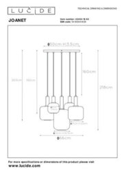 Lucide Joanet 5 Light Glass Cluster Ceiling Pendant Gold - thumbnail 8
