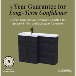 Balterley Left-Hand Bathroom Vanity And Wc Unit Combination With Basin - 1100mm - Woodgrain Black With Black Handles - thumbnail 6