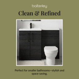 Balterley Left-Hand Bathroom Vanity And Wc Unit Combination With Basin - 1100mm - Woodgrain Black With Black Handles - thumbnail 7