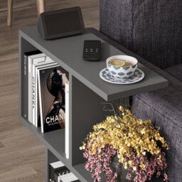 Decortie Homemania Modern Side End Coffee Table Multipurpose Anthracite Grey Living Room H 60Cm - thumbnail 4