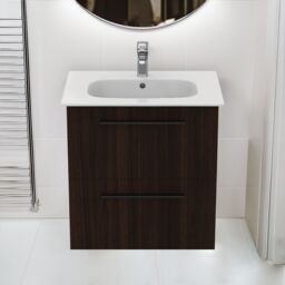 Ideal Standard I.life A Matt Coffee Brown Oak Effect Wall-Mounted Vanity Unit & Basin Set With 2 Black Handle (W)600mm (H)630mm - thumbnail 2