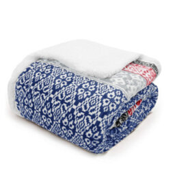 Velosso Textured Sherpa Throw Blanket With Tassled Edging For Sofa, Bed, Cosy Winter Essential, 130Cm X 180Cm - Navy - thumbnail 1