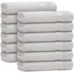 Casabella 12 Pack Flannel Face Cloth - 100% Cotton Face Towels Soft & Absorbent Super Quality Washcloths