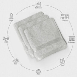 Casabella 12 Pack Flannel Face Cloth - 100% Cotton Face Towels Soft & Absorbent Super Quality Washcloths - thumbnail 3