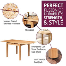 Dining Table, Small Extendable Table, Solid Oak Pull Out Leaf Kitchen Table - thumbnail 3
