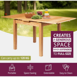 Dining Table, Small Extendable Table, Solid Oak Pull Out Leaf Kitchen Table - thumbnail 4
