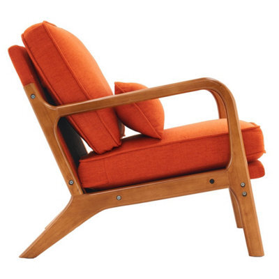 Orange Accent Chairs With Solid Wood Frame, Armchair With Lumbar Pillow - image 1