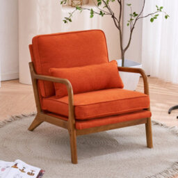 Orange Accent Chairs With Solid Wood Frame, Armchair With Lumbar Pillow - thumbnail 4