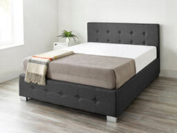 Aspire End Lift Ottoman Storage Bed King Size, Black Linen - thumbnail 1