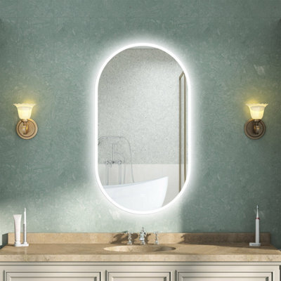 AVER-GROWTH Oval Led Bathroom Mirror With Lights 3 Colour Demister Anti-Fog Touch/wall Switch Vertical/horizontal Illuminated Mirror 600X900mm - image 1