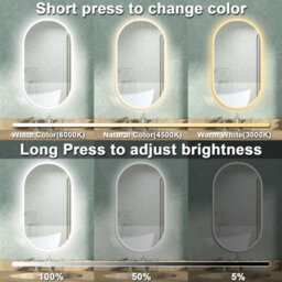 AVER-GROWTH Oval Led Bathroom Mirror With Lights 3 Colour Demister Anti-Fog Touch/wall Switch Vertical/horizontal Illuminated Mirror 600X900mm - thumbnail 3