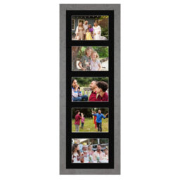 AK Frames 26X8 Marble Grey Modern Multi Photo Frame With Black Mount - Holds 5 Apertures (5X) 6X4 Photos - thumbnail 1
