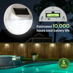 Solar Powered Fence Lights / 5 Pack, Bright White Light Colour - thumbnail 6