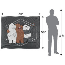 We Bare Bears Silky Selfie Supersoft Blanket Grey/white/brown (One Size) - thumbnail 5