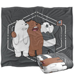 We Bare Bears Silky Selfie Supersoft Blanket Grey/white/brown (One Size) - thumbnail 2