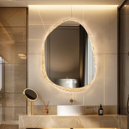 Luvodi 500X700mm Led Bathroom Mirror Pebble Design Backlit Illuminated Vanity Mirror Touch Sensor, Anti-Fog - thumbnail 7