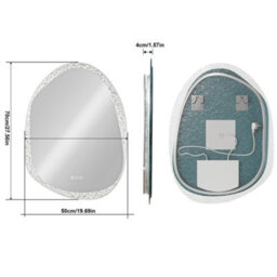 Luvodi 500X700mm Led Bathroom Mirror Pebble Design Backlit Illuminated Vanity Mirror Touch Sensor, Anti-Fog - thumbnail 2