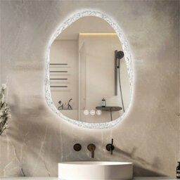 Luvodi 500X700mm Led Bathroom Mirror Pebble Design Backlit Illuminated Vanity Mirror Touch Sensor, Anti-Fog - thumbnail 1