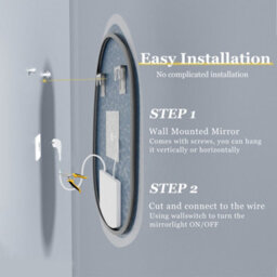Luvodi 500X700mm Led Bathroom Mirror Pebble Design Backlit Illuminated Vanity Mirror Touch Sensor, Anti-Fog - thumbnail 9