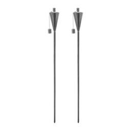 Harbour Housewares 146Cm Metal Garden Torches - Cone - Set Of 2 Silver Outdoor Lighting Oil Fuel Lamp Candle Flame Lantern